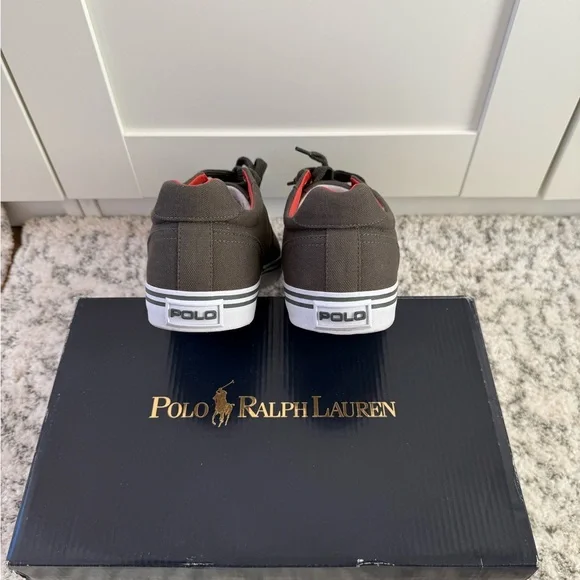 Polo by Ralph Lauren Men's deep Olive and Orange assents Sneakers - Picture 4 of 6